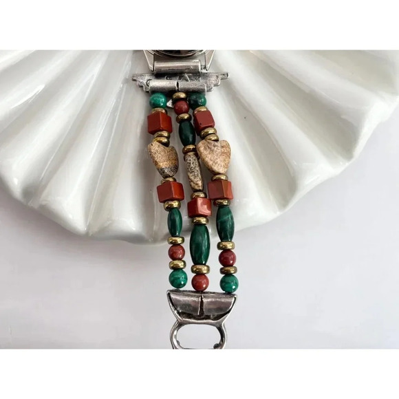 Thunderbird Beaded Silvermoon Vintage Sterling Adjustable Wristwatch 23mm Works! - Picture 7 of 10